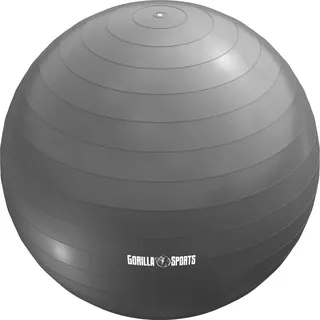 Gorilla Sports GORILLA SPORTS® Gymnastikball - inkl. Luftpumpe, 75 cm, bis 500kg Belastbar, Anti-Burst, rutschfest, Grau - Sitzball Büro, Yoga Ball, Balance Bal... - Grau