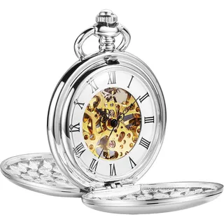 ShoppeWatch Taschenuhr mit Kette Herren | Taschenuhren für Herren | Mechanische Taschen Uhr Handaufzug | Steampunk Pocket Watch Perfekt Für Sammler PW20