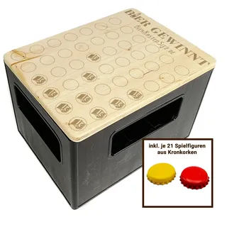 bierkasten-sitz Outdoor Hocker, Sitzauflage aus Holz für Getränkekisten - Partyspiel - Bier Gewinnt - inkl. Spielfiguren