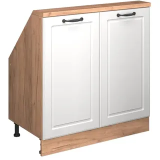 Vicco Dachschrägenschrank Rion, Weiß Landhaus/Goldkraft Eiche, mit 2 Türen