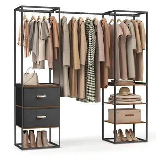 Songmics Kleiderständer 2 Schubladen 4 Ablagen 100 x 40 x 180 cm
