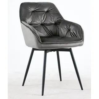 Esszimmerstuhl drehbar KENLY von DESIGNlink Gestell Metall Schwarz / Grau Velvet