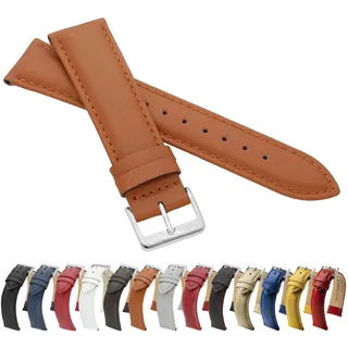 MARCHEL Glattleder LLB Lederarmband Echtleder Uhrenarmband Uhrenband Rindsleder Feines Leder (20 mm, Hellbraun)