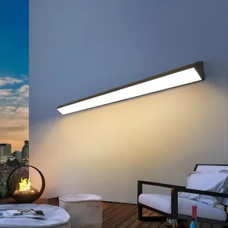 Modern LED Terrasse Wasserdicht Wandleuchte Schwarz Außenwandleuchten Gartenleuchte Aluminium Außen Lange Lichtleiste für Schlafzimmer Wohnzimmer Garten Flur Außenbeleuchtung (3000K,60CM)