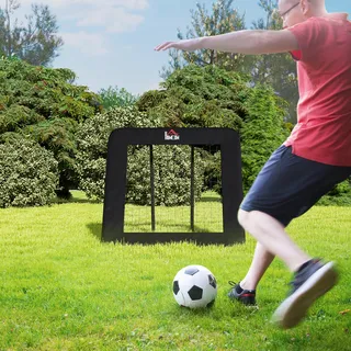 Homcom Fußballtor klappbar Rebounder Rückprallwand 5-stufig verstellbar für Mehrsportarten 128x118x108-120cm Aosom.de
