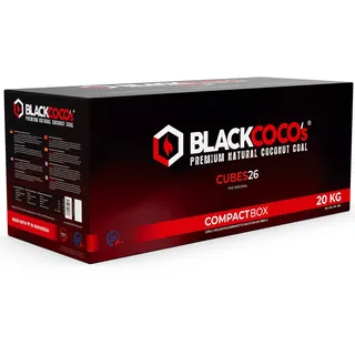 Blackcoco's BLACKCOCO’s Shisha Kohle 20 kg Premium Kokoskohle Naturkohle für Shisha - Grill – Cocos Grillkohle mit Langer Brenndauer – ohne Zusätze - CUBES26