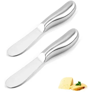PEPAXON Edelstahl Buttermesser Klein Tafelmesser käsemesser-Set Käsemesser Dessertmesser mit ergonomischem Griff Brotzeitmesser14,5x2cm 2St