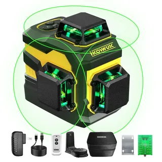 Kreuzlinienlaser,Laser Wasserwaage 3x360 Grad, Linienlaser Grün Kreuzlaser Selbstnivellierend Nivelliergerät Baulaser 3D,bis zu 8 Stunden mit wiederaufladbarer Batterie für Innenbereich Baustelle