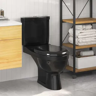 vidaXL Toilette mit Spülkasten Schwarz