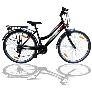 Talson Cityrad 26 Zoll Cityrad, 21 Gang Shimano, Kettenschaltung, mit Beleuchtung nach StVZO und Gepäckträger Schwarz