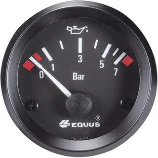 EQUUS 842095 Kfz Einbauinstrument Öldruckanzeige Messbereich 0 - 7 bar Standart Gelb, Rot, Grün 52mm