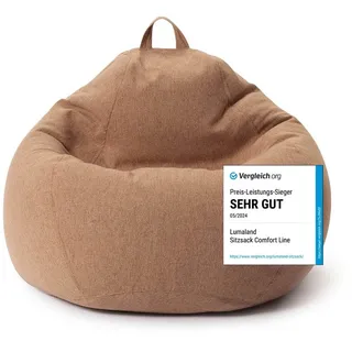 Lumaland Sitzsack Comfort Line | Indoor Beanbag 100x120x50cm mit mehr als 2,4 Mio. anpassbaren EPS-Perlen | Weiches & Komfortables Bodenkissen | Sessel für Kinder & Erwachsene | 315 L Volumen [Braun]