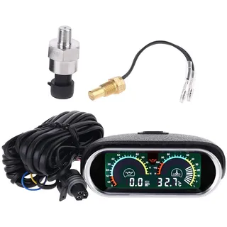 Buwei 2 Funktionen 12V / 24V Universal Truck Auto Öldruckanzeige + Wassertemperaturanzeige Set Meter 10mm M10 1/8 NPT Sensor Kraftstoffanzeige