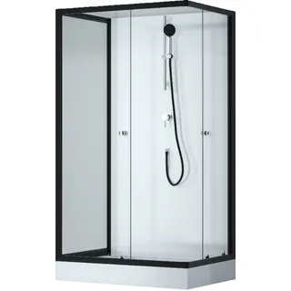 Aurlane Komplettdusche mit Schiebetür 80 x 200 cm schwarz/silber/weiß Sicherheitsglas