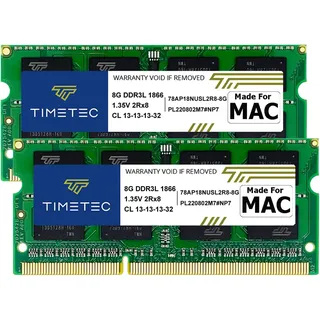 Timetec 16GB KIT(2x8GB) kompatibel für Apple iMac Ende 2015(27 Zoll mit Retina 5K Display) DDR3L 1867MHz/1866MHz PC3L-14900 2Rx8 CL13 1.35V 204 Pin SODIMM Speichermodul MAC RAM Upgrade für iMac 17,1