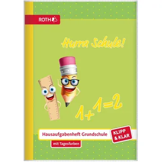 ROTH Hausaufgabenheft Hurra Schule Klipp & Klar liniert DIN A5 ohne Rand, 96 Blatt, 1 St.