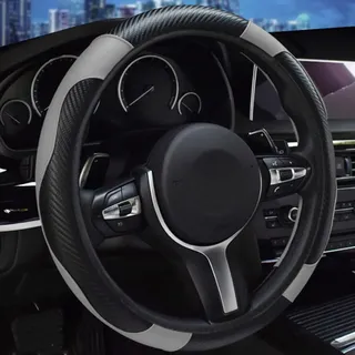 LXWUVIDD Lenkradbezug für Toyota Aygo X 2021 2022 2023 2024 2025, Lenkradschutz Lenkradhülle Mode Anti-Rutsch-Atmungsaktives Leder Innere Auto Zubehör, Gray
