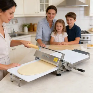 dosiwlatever Faltbare manuelle Teigausrollmaschine für Croissants mit großer Förderplatte, platzsparende Dough Sheeter Maschine, 2–25 mm einstellbare Dicke, Edelstahl 304, ideal für Bäckerei Large