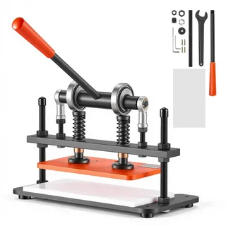 Vevor Leder Stanzmaschine 260x150 mm Lederschneidemaschine Lochmaschine, Handpresse zum Prägen & Stanzen von Leder Stoff Papier Silikon 1,5 t Druck 12 mm Hub Stahlkonstruktion Zwei Führungswellen