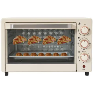 22L 1000W-Minibackofen Kleiner Minibackofen mit Grillpfanne und Grillrost, 60Mins Timer Pizza-Ofen, Einstellbare Temperatur von 120°C bis 250°C, Elektrobackofen für Grillpartys und Snackbars