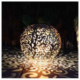 GLOBO LIGHTING LED Außen-Stehlampe, LED-Leuchtmittel fest verbaut, Warmweiß, Solarkugel für Außen Solarleuchte silberfarben Stecklampe Garten silberfarben