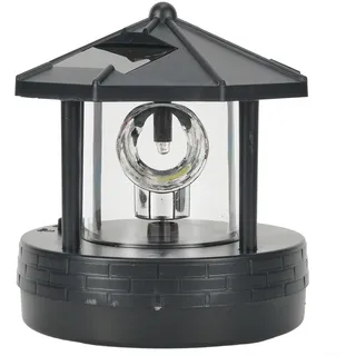 CWOQOCW Drehbarer LED-Leuchtturm, solarbetrieben, LED-Strahl Leuchtturm, Lampe, Terasse, Drehender Leuchtturm, Rasen, Solarleuchte, Leuchtturm-Lampe, Weglampe, Deko (schwarz)