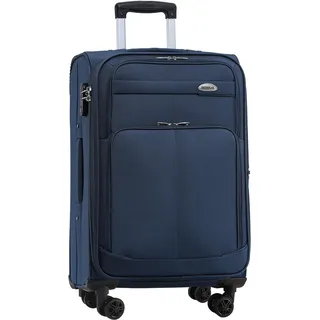BEIBYE Leichter Stoffkoffer Kofferset Trolley Außentaschen Dehungsfuge mehr Stauraum mit Zahlenschloss (Blau, M-Handgepäck-54cm)
