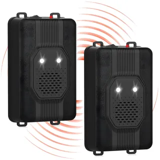 TEOV 2 Stück Marderschreck Ultraschall mit LED Blitzlicht, Anwendungsbereich ca. 40-50m2, Flexible Stromversorgung, für Motorraum, Haus, Garten oder Dachboden