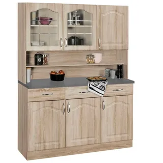 WIHO KÜCHEN Küchenbuffet Linz 120 x 50 x 180 cm Braun