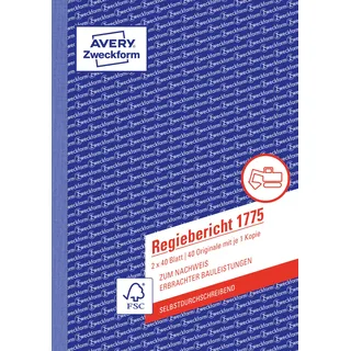 Avery Zweckform Formularbuch Regiebericht A5 weiß/gelb