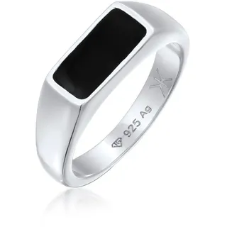 KUZZOI Siegelring 925 Sterling Silber Schwarz Gr. 60