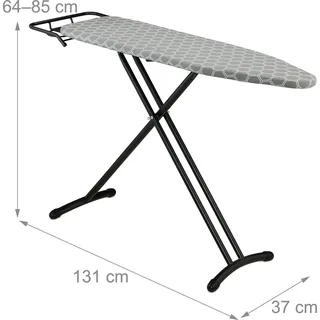 Relaxdays Bügelbrett für Dampfbügeleisen, 110 x 33 cm, höhenverstellbar, Bügeleisenablage, klappbarer Bügeltisch, grau