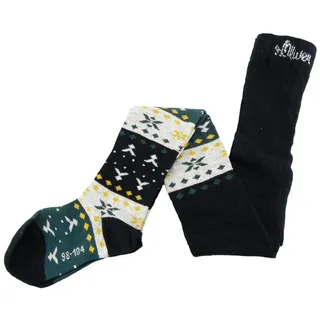 s.Oliver Strickstrumpfhose s.Oliver Socks (Set 1 St. 1 Paar) 1er Pack Kinder Mädchen oder Jungen Strumpfhosen Baumwolle Muster beige|blau 98-104