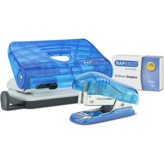 Rapesco RAPESCO® Locher und Heftgeräte Set 1719 transparent blau