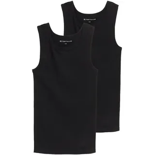 Tom Tailor Herren Tanktops mit Rippstruktur im 2er-Pack, schwarz, Uni, Gr. XXL/8