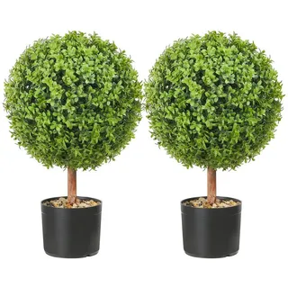 Vevor 2x Buchsbaumkugel Künstlich Ø40,6cm Garten Deko Buchsbaum im Blumentopf Kugel künstlich Buchskugel Kunstpflanze aus PE, Holz, PP inkl. 4 Stk. Dekorative Schmetterlinge und 10 Stk. Ersatzblätter