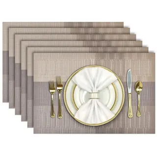 luxuskollektion Platzset Tischsets Abwaschbar 6er Set PVC rutschfest Hitzebeständig