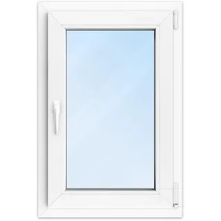 FENSTERVERSAND - Kunststofffenster Weiß - zu öffnendes Fenster Kunststoff mit Griff, Dreh- & Kippfenster, 2-fach Verglasung, Klarglas - DIN rechts - BxH: 600x900 mm, 70 mm Profil