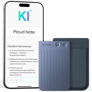 Plaud Note KI-Diktiergerät (Dunkelblaues Note mit dunkelblauer Hülle) | Aufnahmegerät zum Transkribieren & Zusammenfassen Profis & Teams One-Touch-Aufnahme für Vorlesungen, Meetings, Telefonate