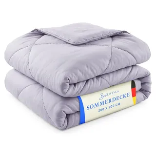 bc-agentur Sommerdecke 200x200 cm Flieder, leichtes Steppbett, Mikrofaser, ohne Bettbezug nutzbar, Wärmeklasse 2, auch ideal für Reisen, Camping – Lila