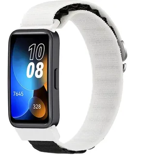 FiiMoo Kompatibel mit Huawei Band 8/Huawei Band 9 Ersatzarmband, Nylon Armband, Verstellbare Sport Armband, Nylon Sport Band mit S-Haken, Nylon Uhrenarmband für Huawei Band 9/Huawei Band 8-Weiß