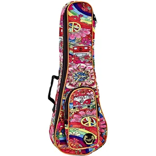 Ortega Guitars Keiki Designer Sopran-Ukulele-Tasche - Nylon Peace '68 | für Sopran-Ukulele, Höhe 55 cm , mit Tragegriff, Schultergurte, KUB-68-SO