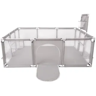 Selonis Laufstall Baby Großer Spielplatz Keine Bälle Laufgitter Für Kinder, Grau