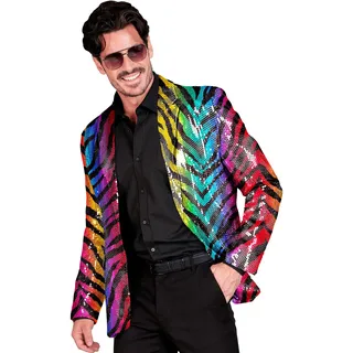 W WIDMANN MILANO Party Fashion - Pailletten Jackett Herren, 70er Jahre Disco Blazer für Festival und Karneval