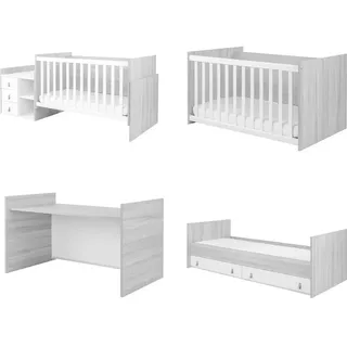 KIKKABOO Kikkaboo, Babybett, Babybett Lorena 4 in 1 Kommode (60 x 120 cm)
