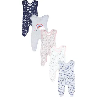 TupTam Baby Unisex Strampler mit Aufdruck Spruch 5er Pack, Farbe: Blumen Regenbogen Herzen, Größe: 80 - 80