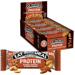 eat-natural Eat Natural Riegel - Protein Erdnüsse, Mandeln & Salzkaramell, 12 x 40 g,