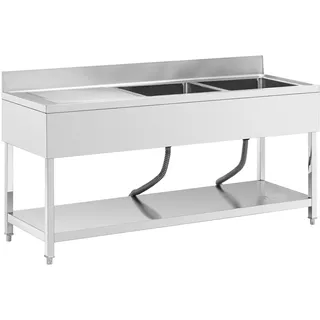 Royal Catering Spültisch 2 Becken Edelstahl 180 x 60 x 97 cm