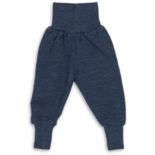 Engel Natur Baby-Hose lang mit Nabelbund, Bio-MerinoSchurwolle, maschinenwaschbar (50/56, blau melange) - 50-56