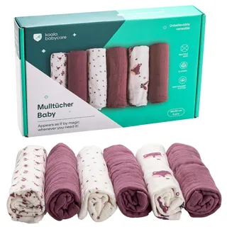 KOALA BABYCARE - Neugeborenes Musselin 30x30 - Packung mit 6 Stück - aus Baumwolle - Violett